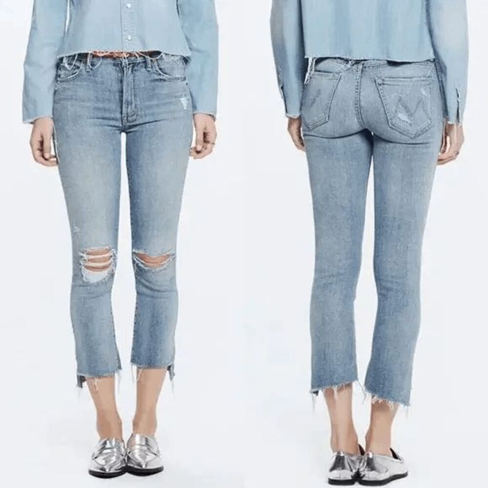 Mother The Insider Crop Step Fray jeans in the Chatterbox wash Sz 26